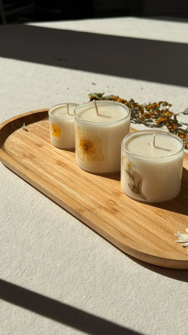 Botanical Bloom Soy Candle | Handmade Dried Flower Glass Candle