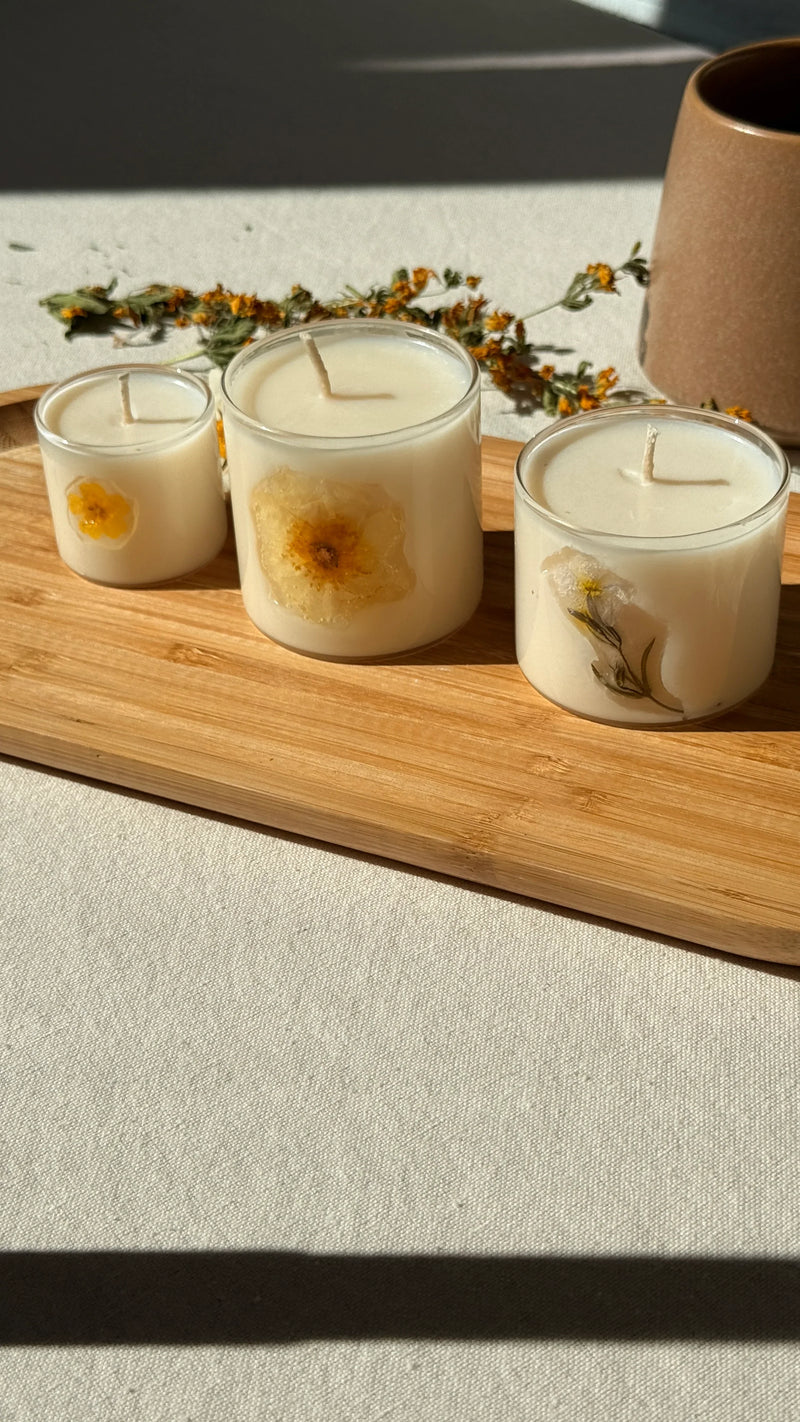 Botanical Bloom Soy Candle | Handmade Dried Flower Glass Candle