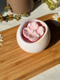 Marbled Petals" Handcrafted Peony Concrete Bowl Candle