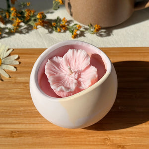 Marbled Petals" Handcrafted Peony Concrete Bowl Candle