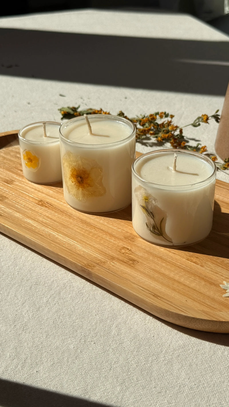 Botanical Bloom Soy Candle | Handmade Dried Flower Glass Candle