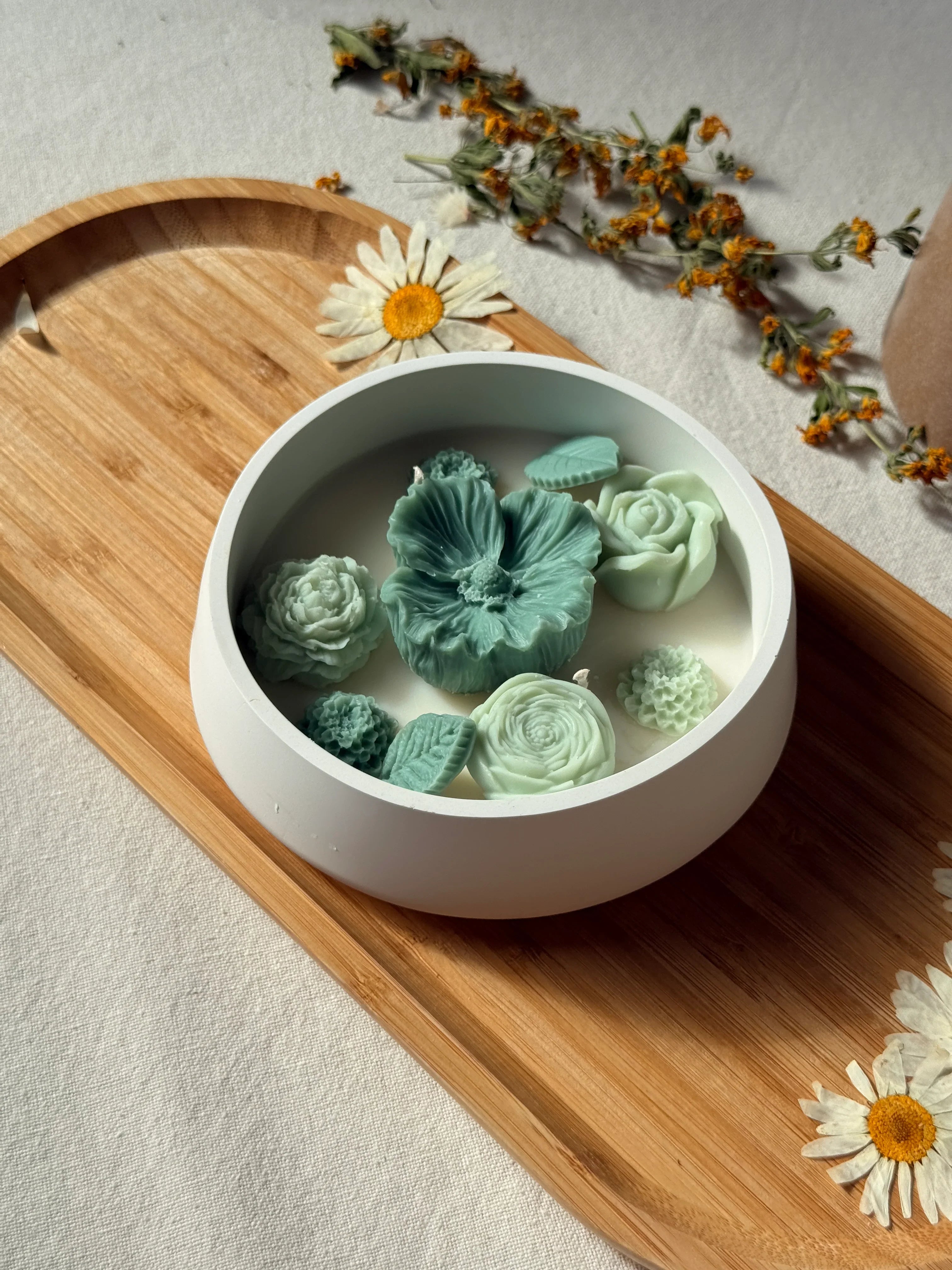 Handmade Botanical Garden Soy Candle | Succulent Floral Home Decor