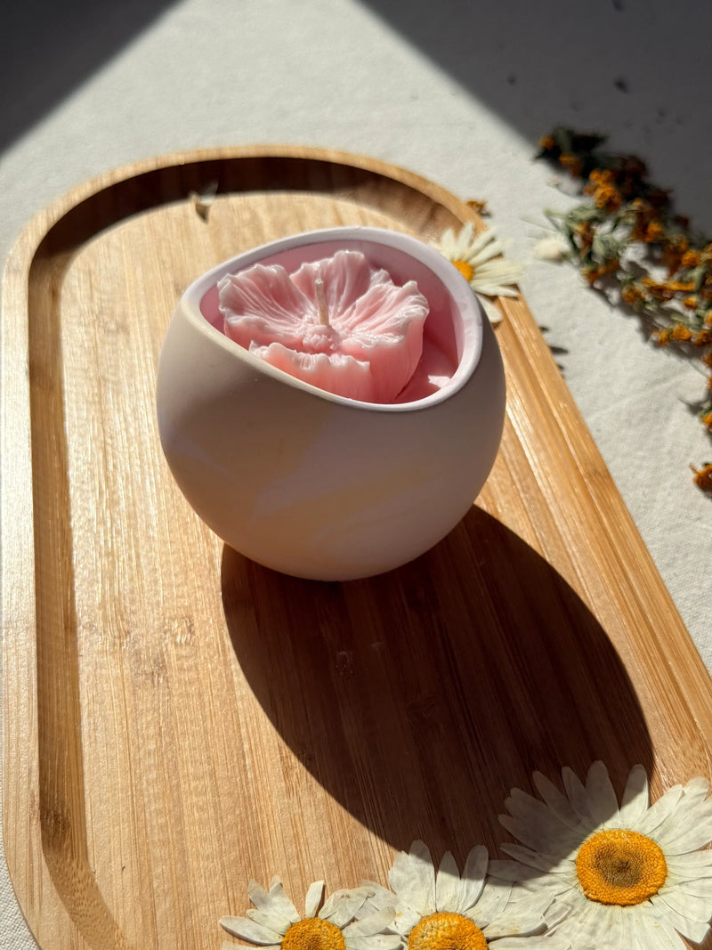 Marbled Petals" Handcrafted Peony Concrete Bowl Candle