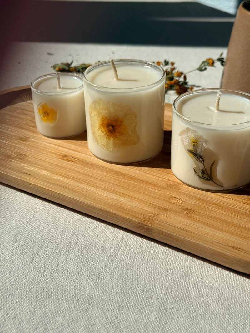 Botanical Bloom Soy Candle | Handmade Dried Flower Glass Candle