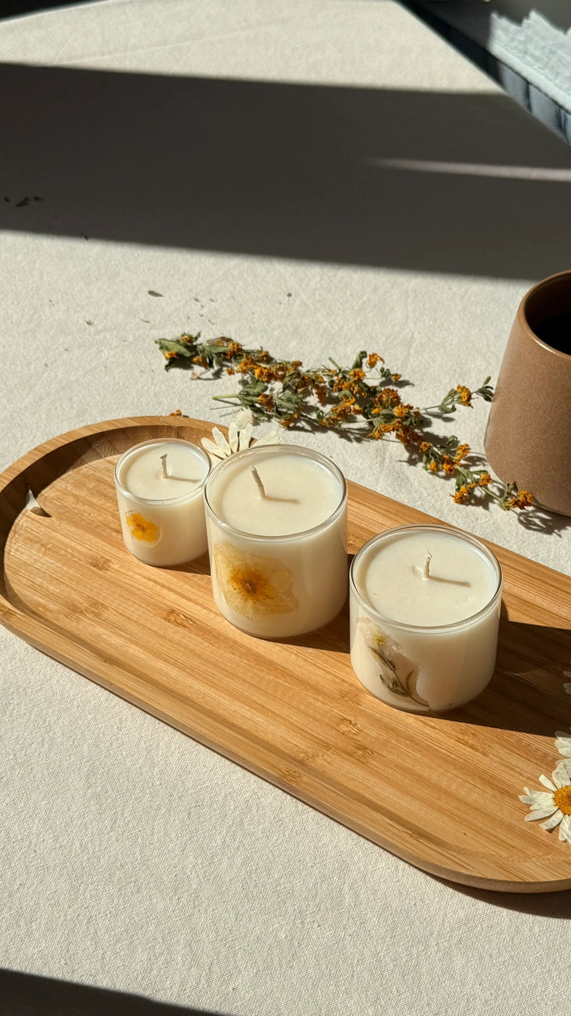 Botanical Bloom Soy Candle | Handmade Dried Flower Glass Candle