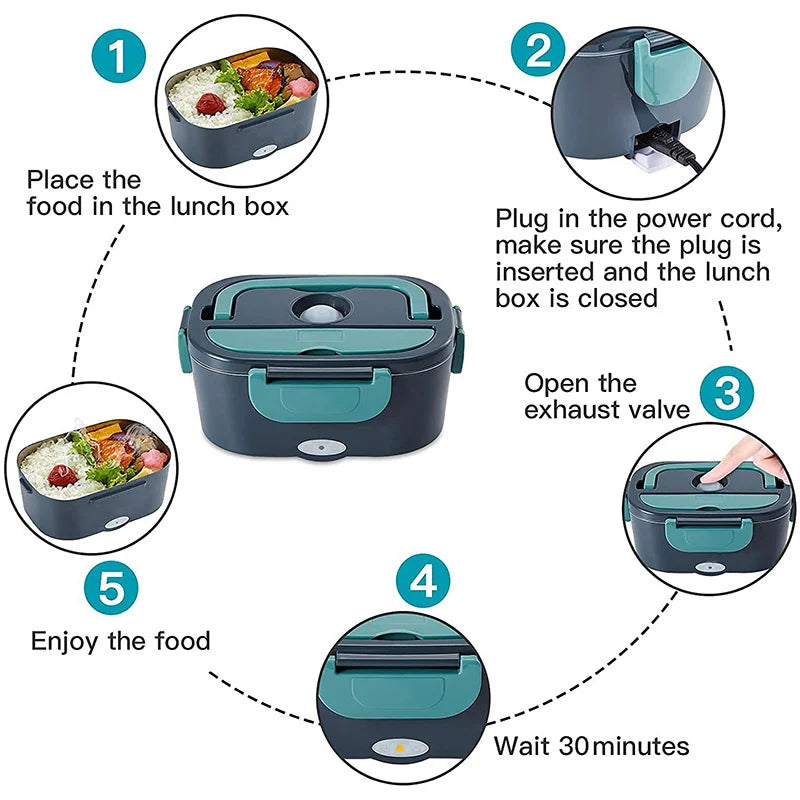 HomyNord-Electric Lunch Box – Premium 2-in-1 Food Warmer with Stainless Steel Interior