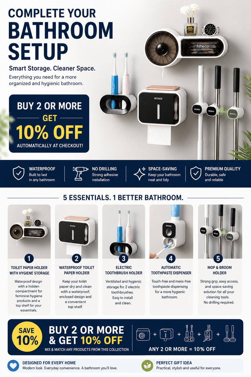 Automatic Wall-Mounted Toothpaste Dispenser & Holder