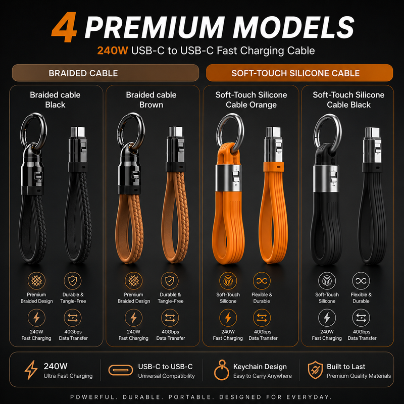 HomyNord MagLoop Pro 240W Magnetic USB-C Fast Charging Cable – Premium Braided Keychain Charging Cable with Quick-Lock Magnetic Connector for iPhone 16, Samsung Galaxy, iPad, MacBook & USB-C Devices