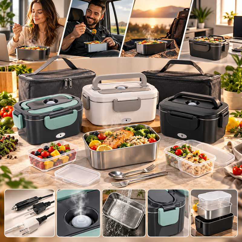 HomyNord-Electric Lunch Box – Premium 2-in-1 Food Warmer with Stainless Steel Interior