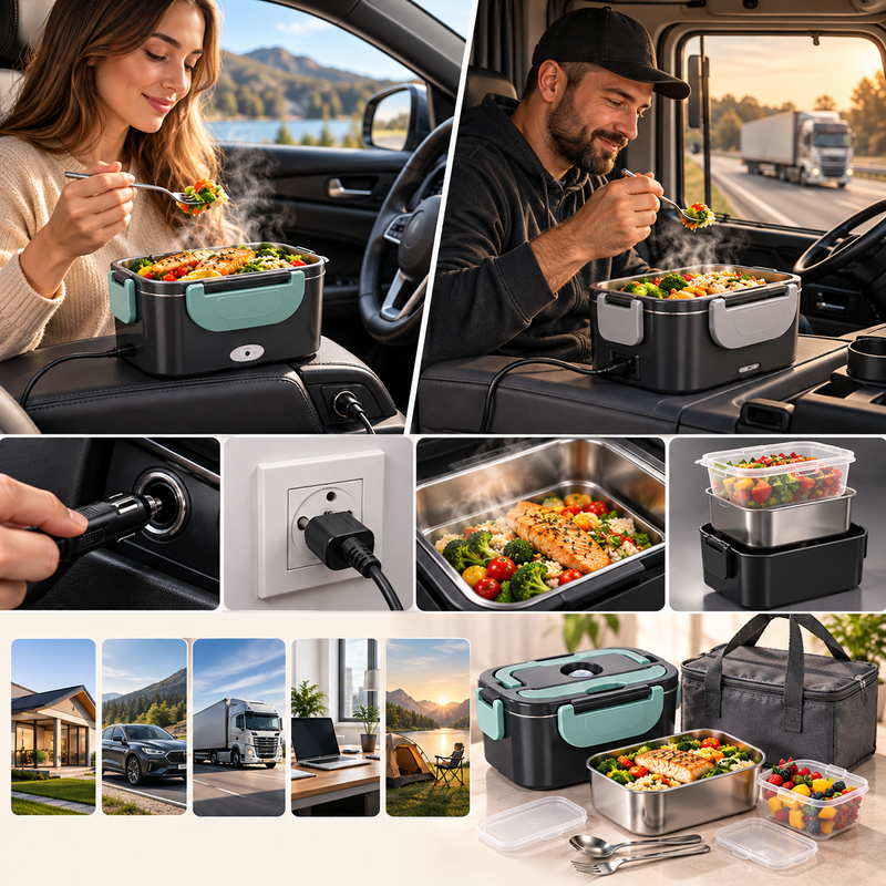 HomyNord-Electric Lunch Box – Premium 2-in-1 Food Warmer with Stainless Steel Interior