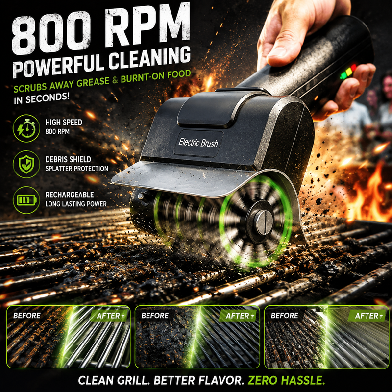GrillMaster Pro™ 800 RPM Electric Grill Brush-Homynord