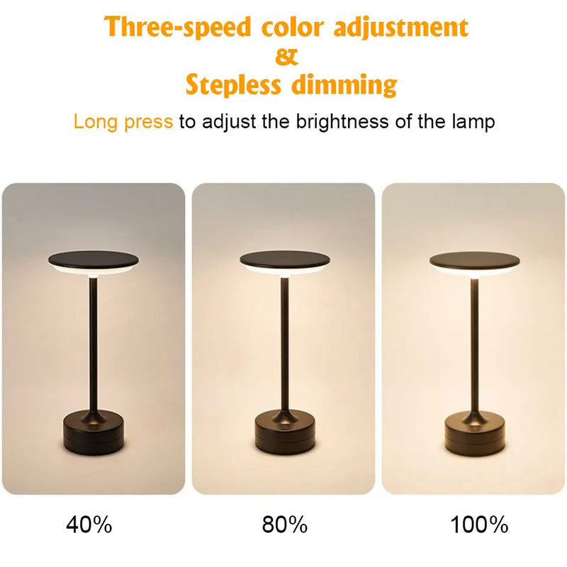 Luxe Rechargeable Metal Table Lamp – Cordless Touch LED Lamp | HomyNord