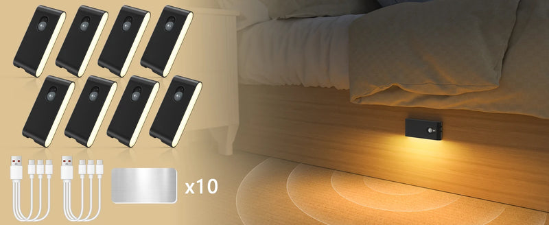 Uppladdningsbar LED-trappbelysning med rörelsesensor – Magnetisk trådlös nattlampa (4-pack)