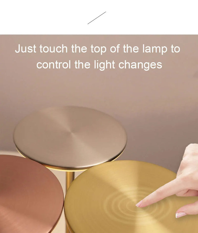 Luxe Rechargeable Metal Table Lamp – Cordless Touch LED Lamp | HomyNord