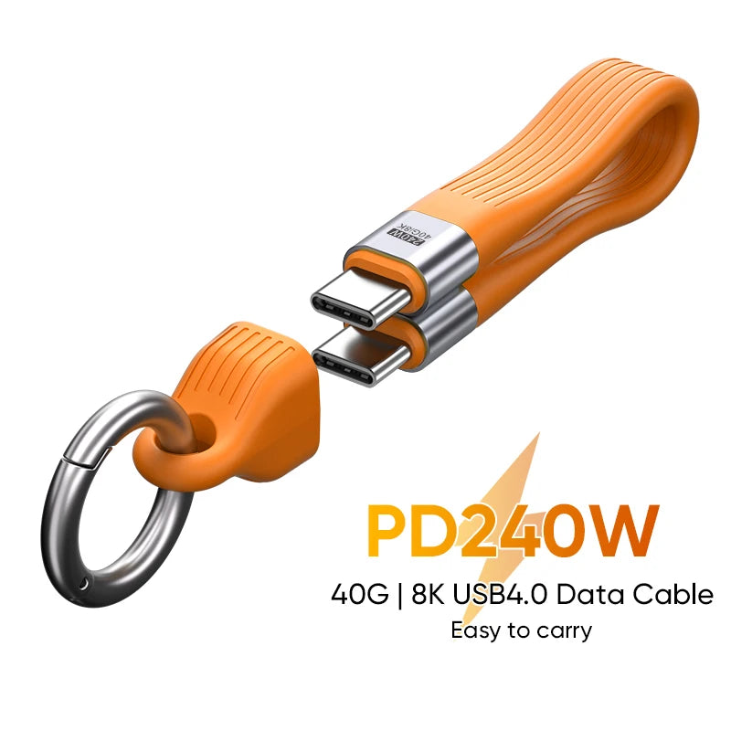 HomyNord MagLoop Pro 240W Magnetic USB-C Fast Charging Cable – Premium Braided Keychain Charging Cable with Quick-Lock Magnetic Connector for iPhone 16, Samsung Galaxy, iPad, MacBook & USB-C Devices