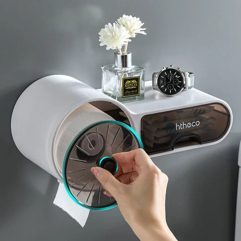 Waterproof Toilet Paper Holder with Feminine Hygiene Storage-Homynord