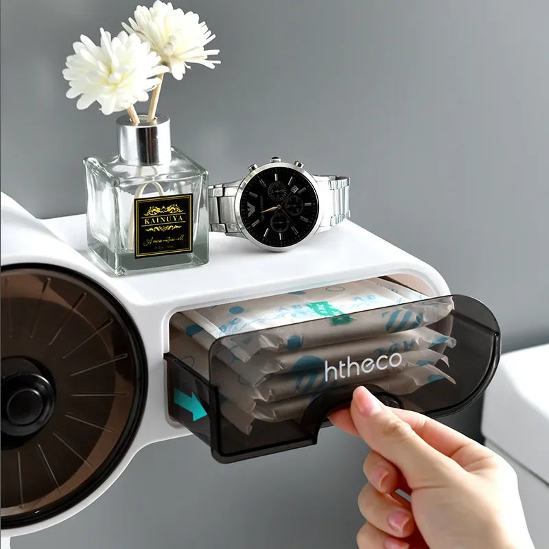Waterproof Toilet Paper Holder with Feminine Hygiene Storage-Homynord