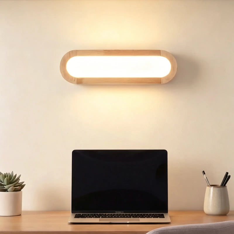 Nordic Wooden LED Wall Lamp – Modern Scandinavian Wall Light
