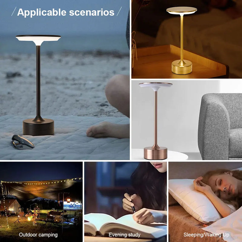 Luxe Rechargeable Metal Table Lamp – Cordless Touch LED Lamp | HomyNord
