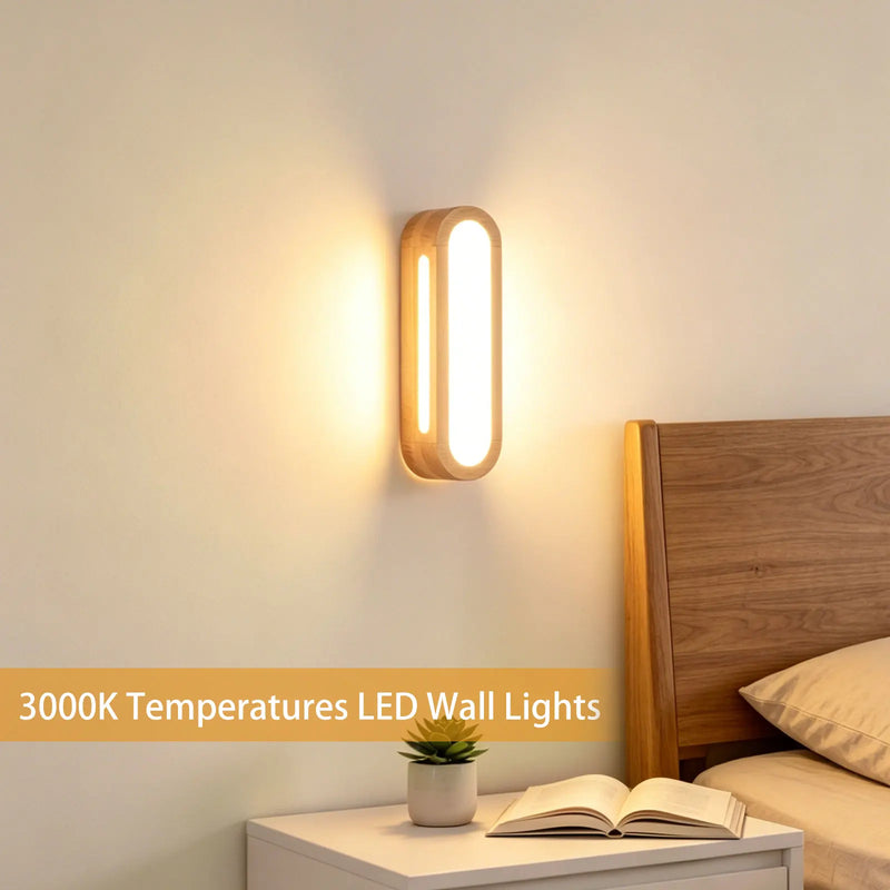 Nordic Wooden LED Wall Lamp – Modern Scandinavian Wall Light