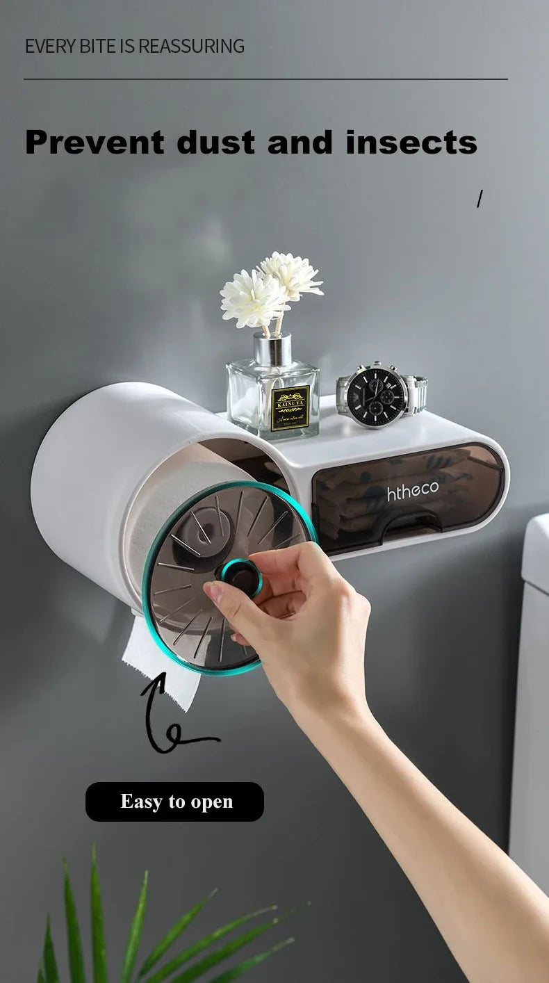 Waterproof Toilet Paper Holder with Feminine Hygiene Storage-Homynord