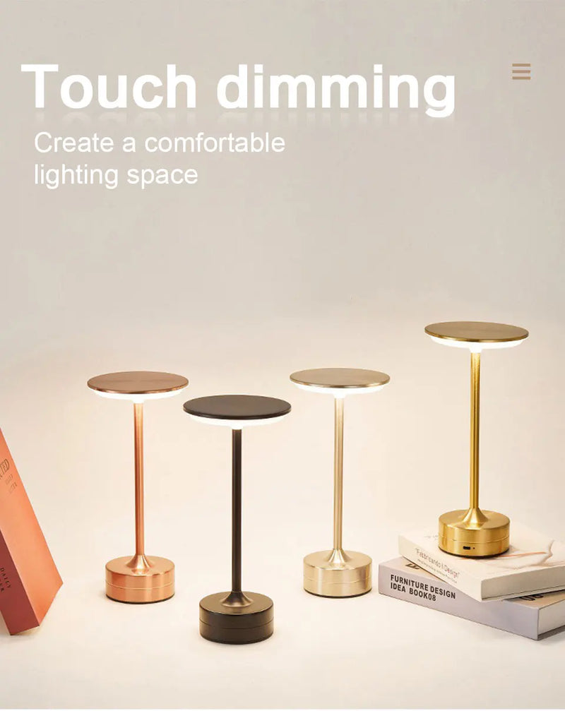 Luxe Rechargeable Metal Table Lamp – Cordless Touch LED Lamp | HomyNord