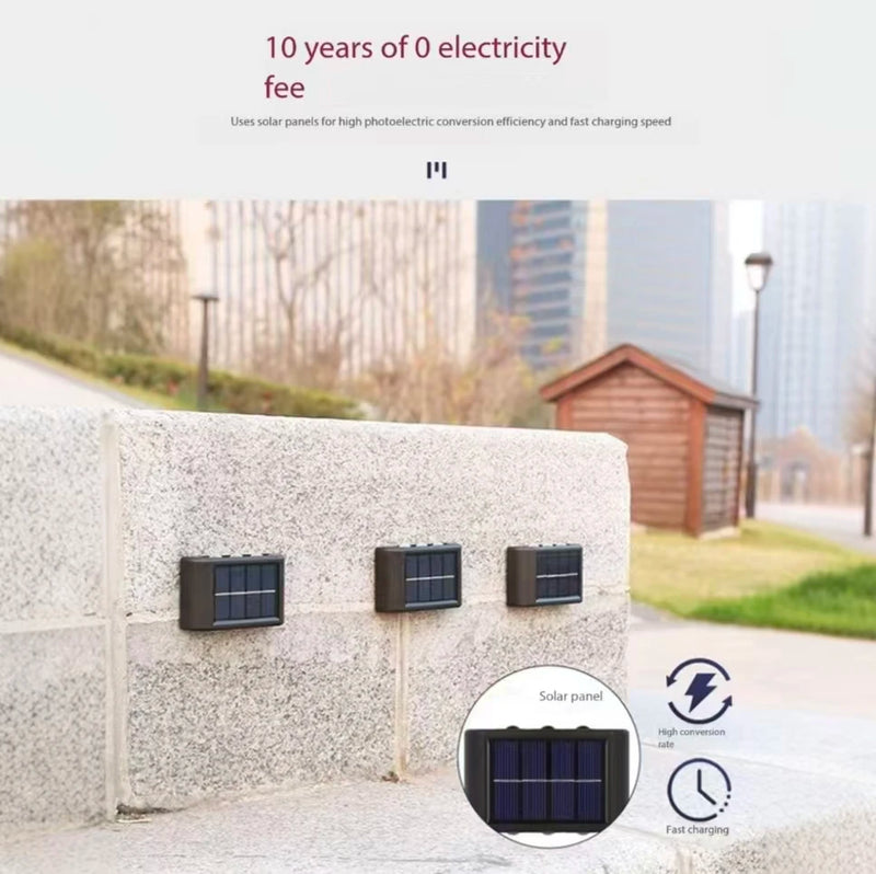 Solar LED utomhusvägglampa vattentät skymning till gryning staketlampa för trädgård, gård, veranda, gångväg, uteplats, heminredning
