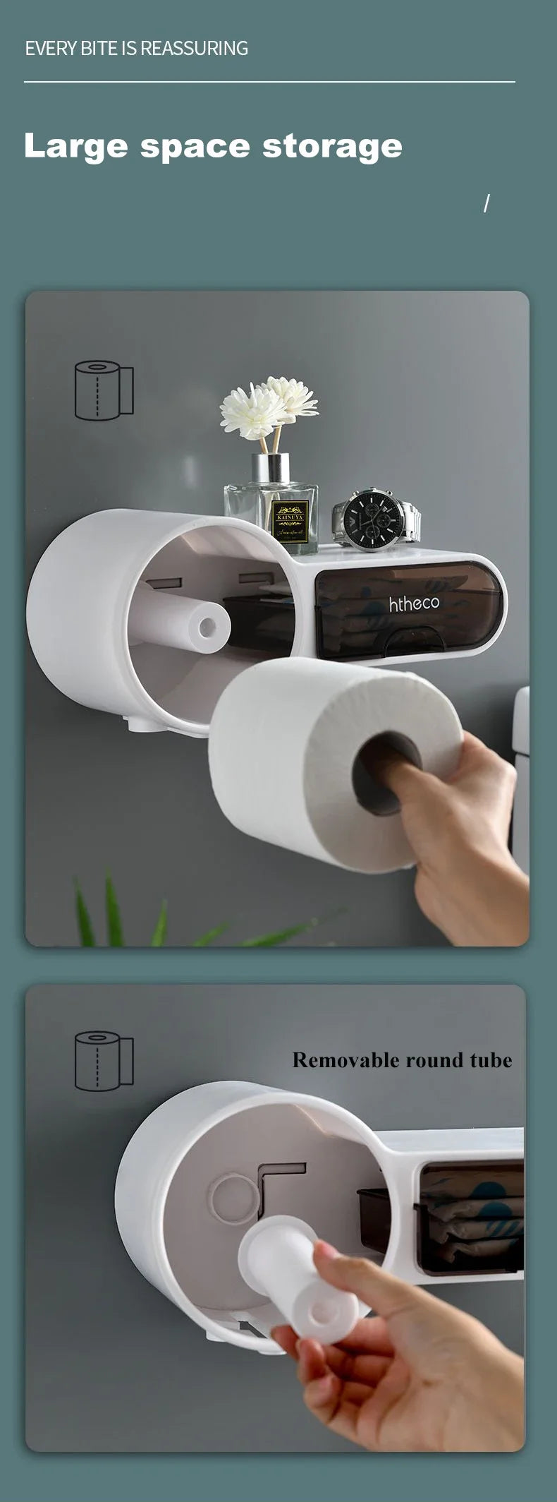 Waterproof Toilet Paper Holder with Feminine Hygiene Storage-Homynord