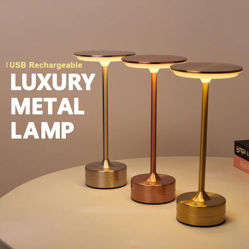 Luxe Rechargeable Metal Table Lamp – Cordless Touch LED Lamp | HomyNord