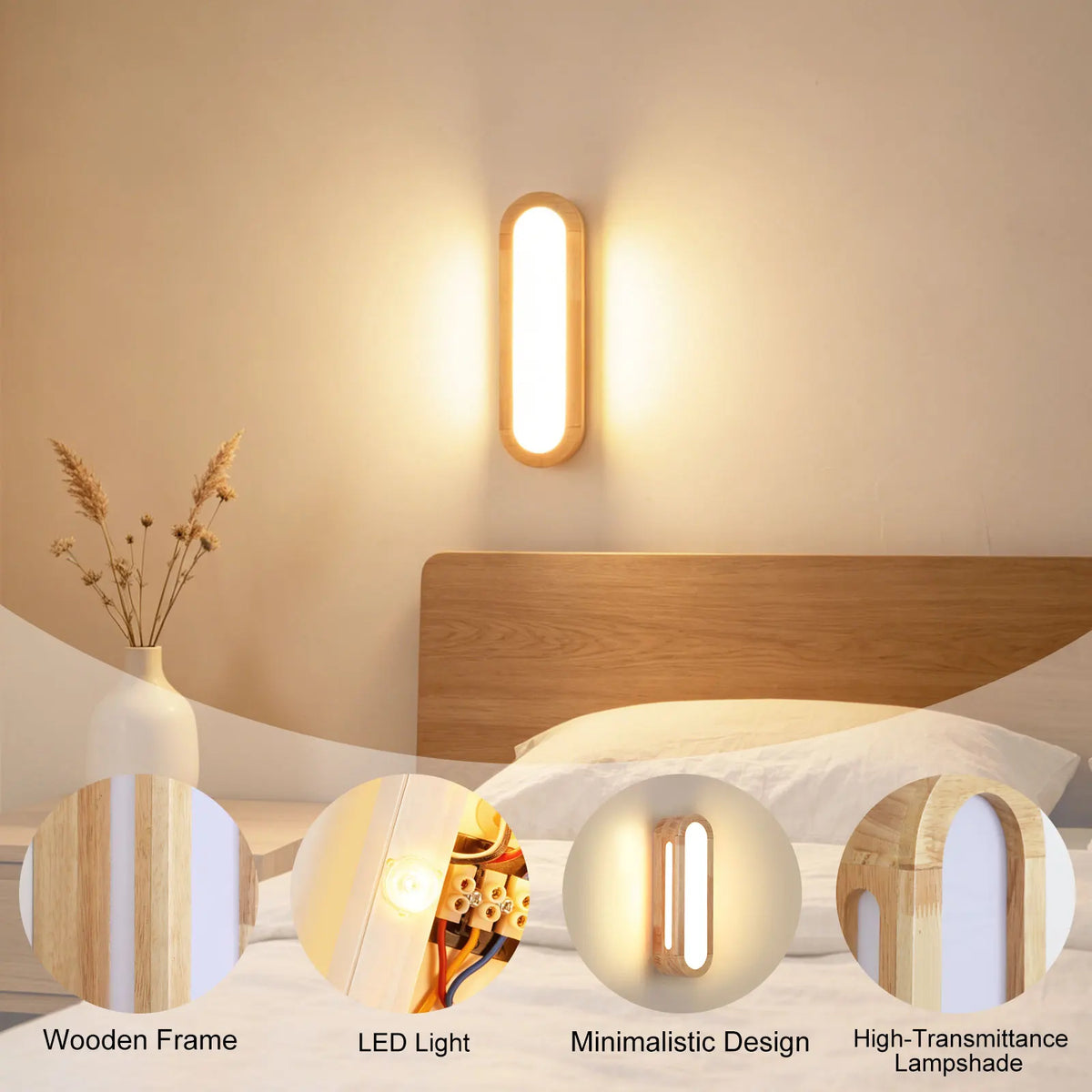 Nordic Wooden LED Wall Lamp – Modern Scandinavian Wall Light