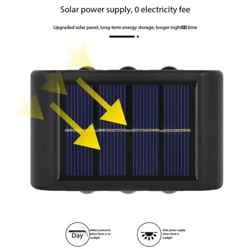 Solar LED utomhusvägglampa vattentät skymning till gryning staketlampa för trädgård, gård, veranda, gångväg, uteplats, heminredning