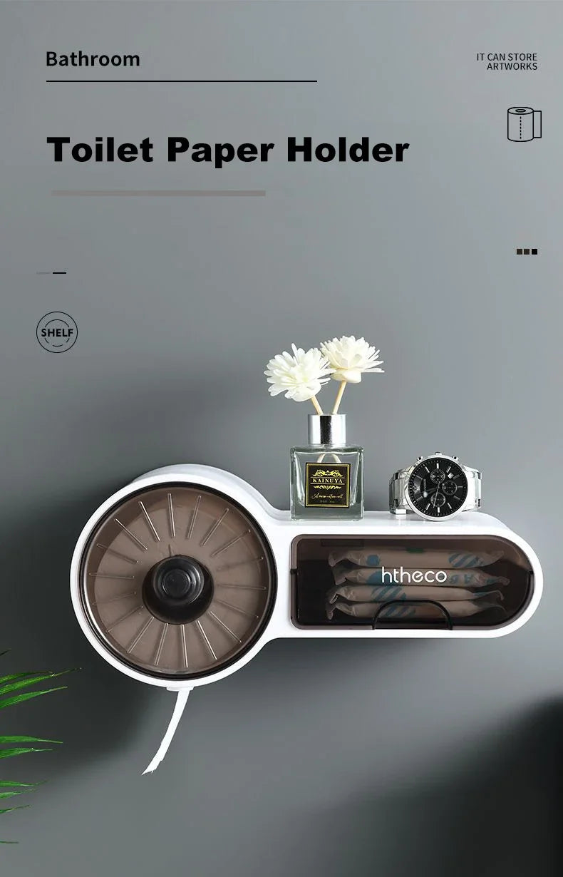 Waterproof Toilet Paper Holder with Feminine Hygiene Storage-Homynord