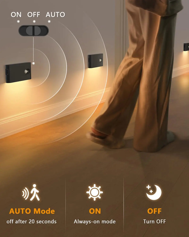 Uppladdningsbar LED-trappbelysning med rörelsesensor – Magnetisk trådlös nattlampa (4-pack)