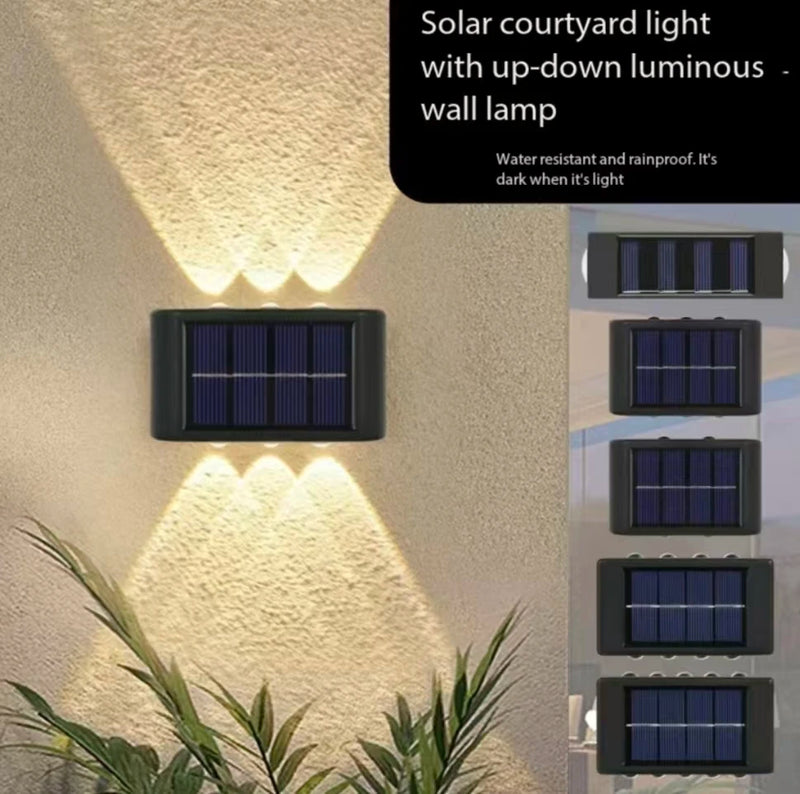 Solar LED utomhusvägglampa vattentät skymning till gryning staketlampa för trädgård, gård, veranda, gångväg, uteplats, heminredning