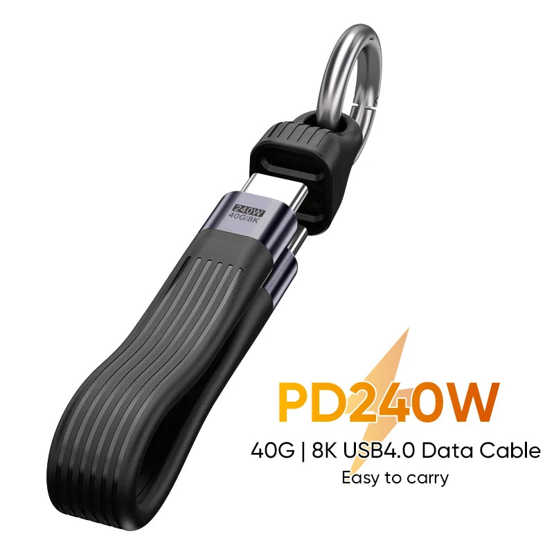 HomyNord MagLoop Pro 240W Magnetic USB-C Fast Charging Cable – Premium Braided Keychain Charging Cable with Quick-Lock Magnetic Connector for iPhone 16, Samsung Galaxy, iPad, MacBook & USB-C Devices