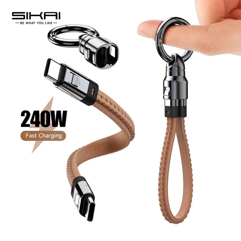 HomyNord MagLoop Pro 240W Magnetic USB-C Fast Charging Cable – Premium Braided Keychain Charging Cable with Quick-Lock Magnetic Connector for iPhone 16, Samsung Galaxy, iPad, MacBook & USB-C Devices