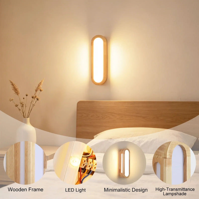 Nordic Wooden LED Wall Lamp – Modern Scandinavian Wall Light
