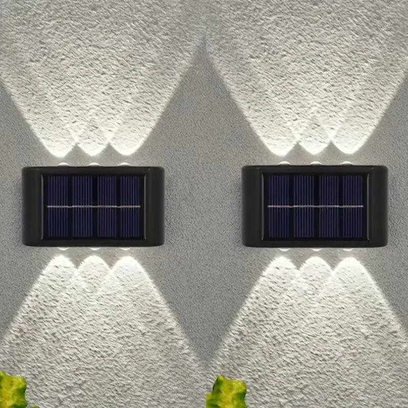Solar LED utomhusvägglampa vattentät skymning till gryning staketlampa för trädgård, gård, veranda, gångväg, uteplats, heminredning