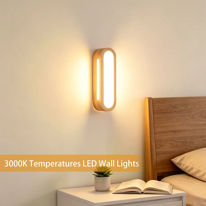 Nordic Wooden LED Wall Lamp – Modern Scandinavian Wall Light