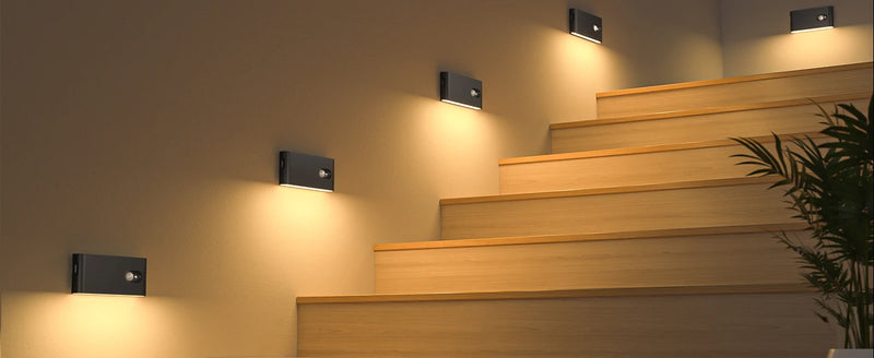Uppladdningsbar LED-trappbelysning med rörelsesensor – Magnetisk trådlös nattlampa (4-pack)