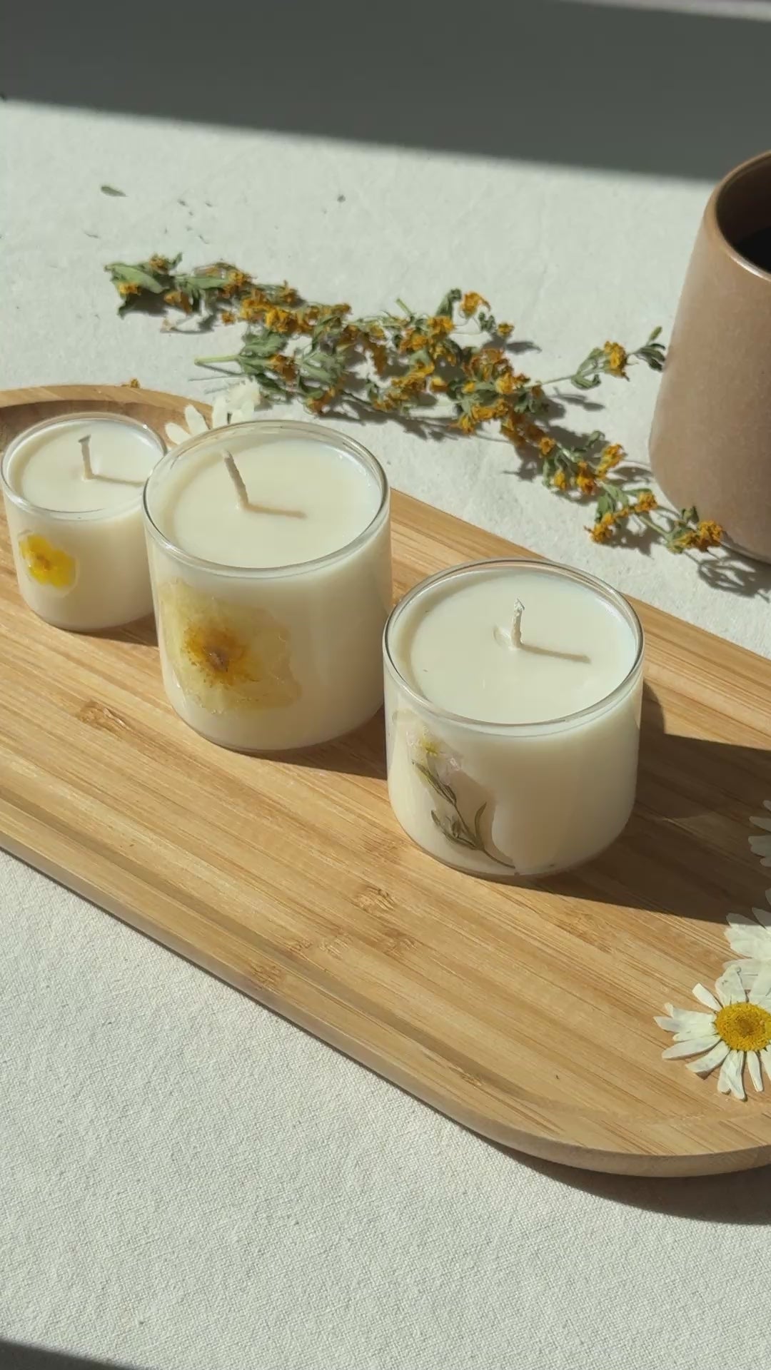 Botanical Bloom Soy Candle | Handmade Dried Flower Glass Candle
