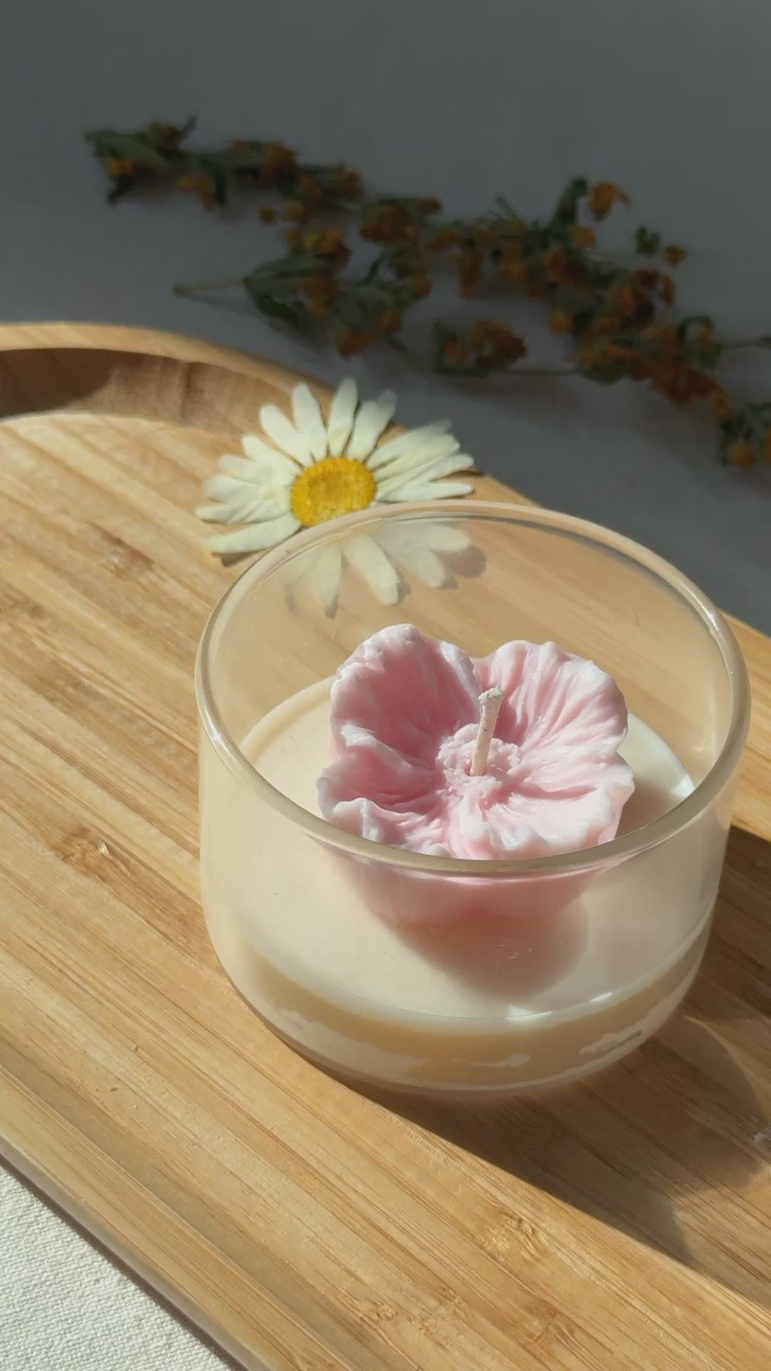 Blush Blossom Soy Candle | Handmade Floral Glass Jar Candle with Essential Oils