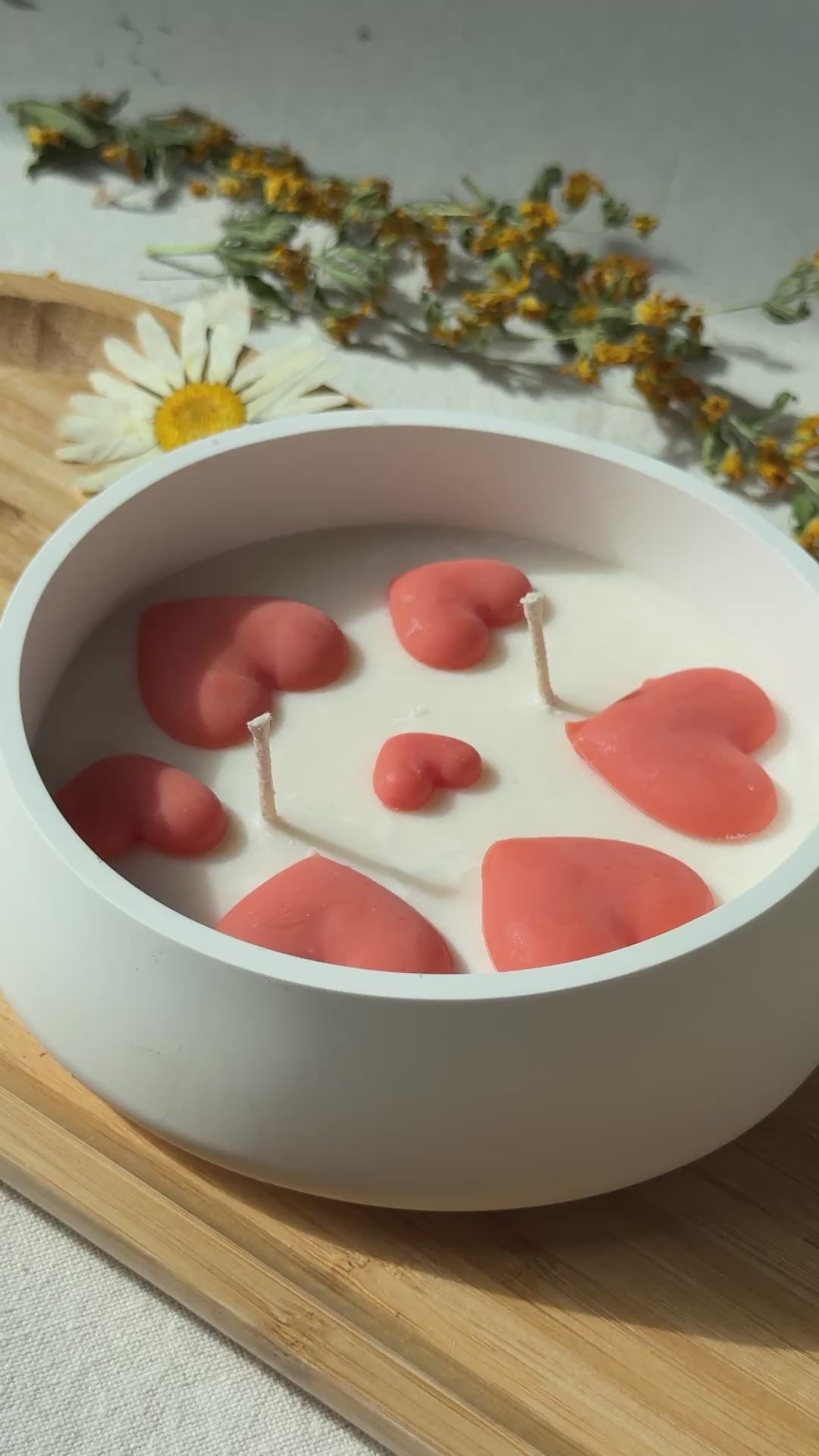 Blushing Hearts Soy Candle | Handmade Romantic Heart Candle with Essential Oils